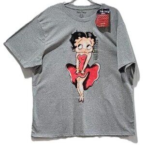 New 80s RETRO VINTAGE GREY BETTY BOOP GRAPHIC T-SHIRT TEE   L